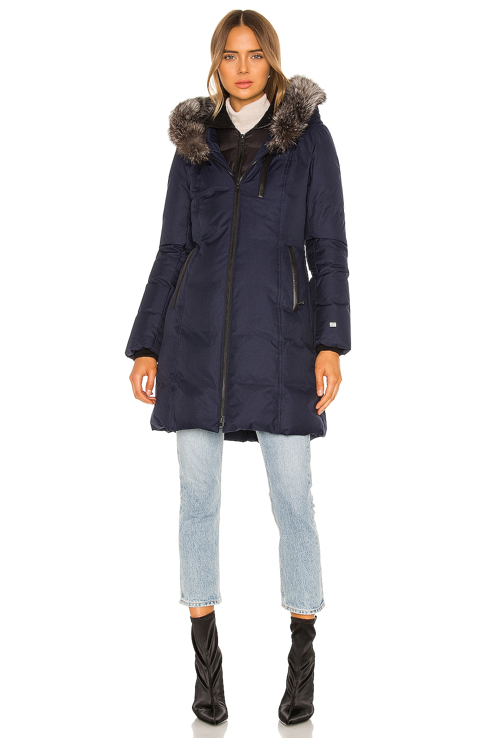 Soia & Kyo Christy Puffer Jacket With Fur Trim In Lapis