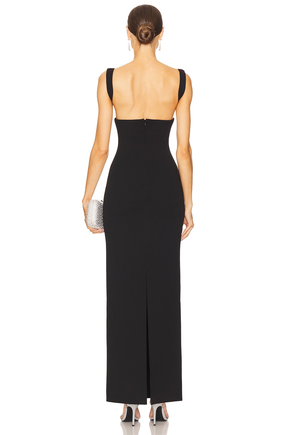関税込【SOLACE LONDON】The Lyana Maxi Dress in Gold Black Buy Solace London Gold Lyana Maxi Dress in Crepe-knit
