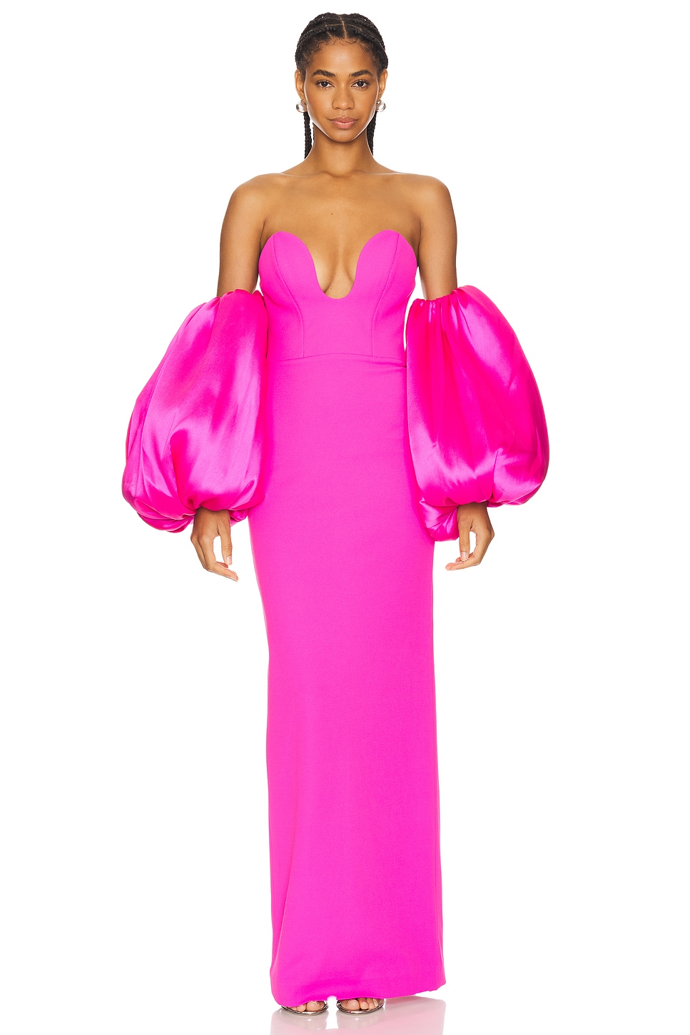 Solace London ソレイスロンドン Arden draped off-the-shoulder maxi dress クリーム -  インポートワンピース通販babyface