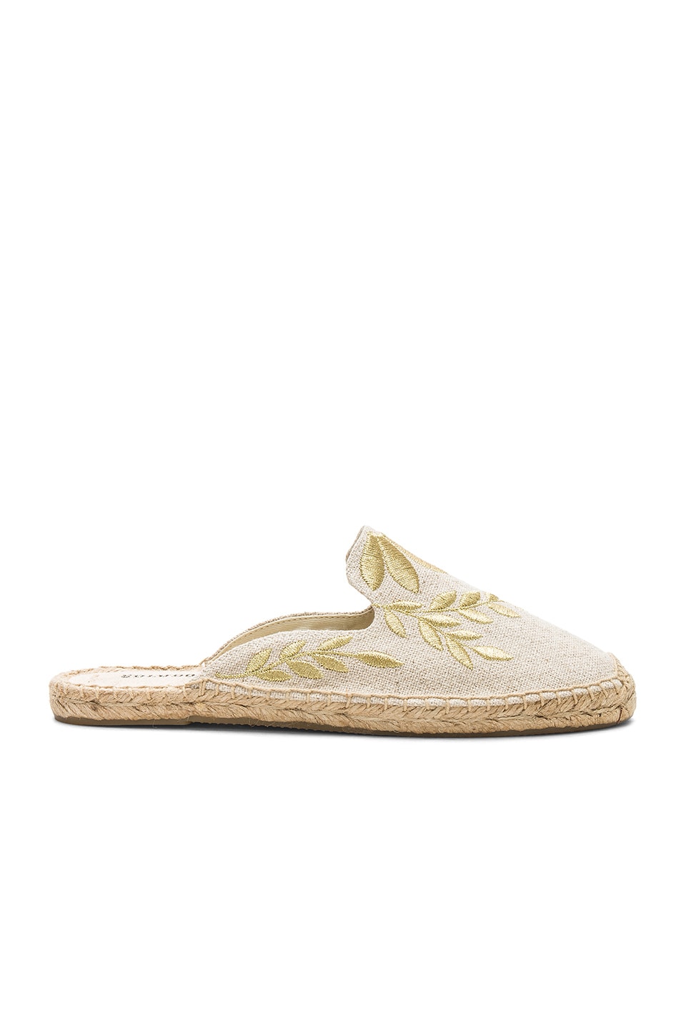 SOLUDOS SOLUDOS EMBROIDERED FLORAL MULE IN BEIGE.,SOLU-WZ262
