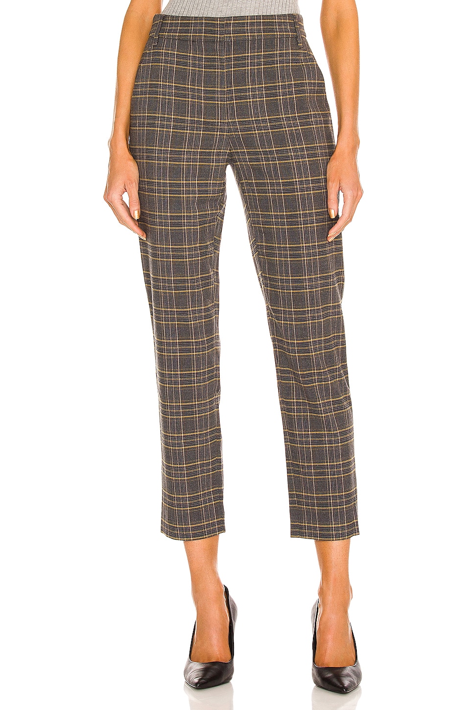 navy plaid pants womens