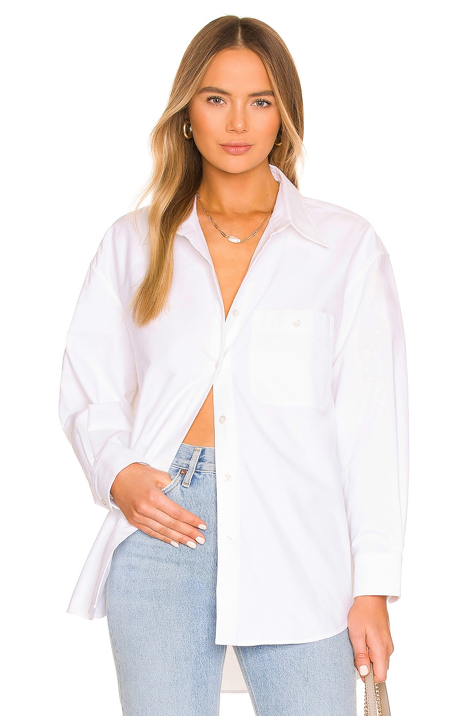 Something Navy Classic Button Up in White | REVOLVE