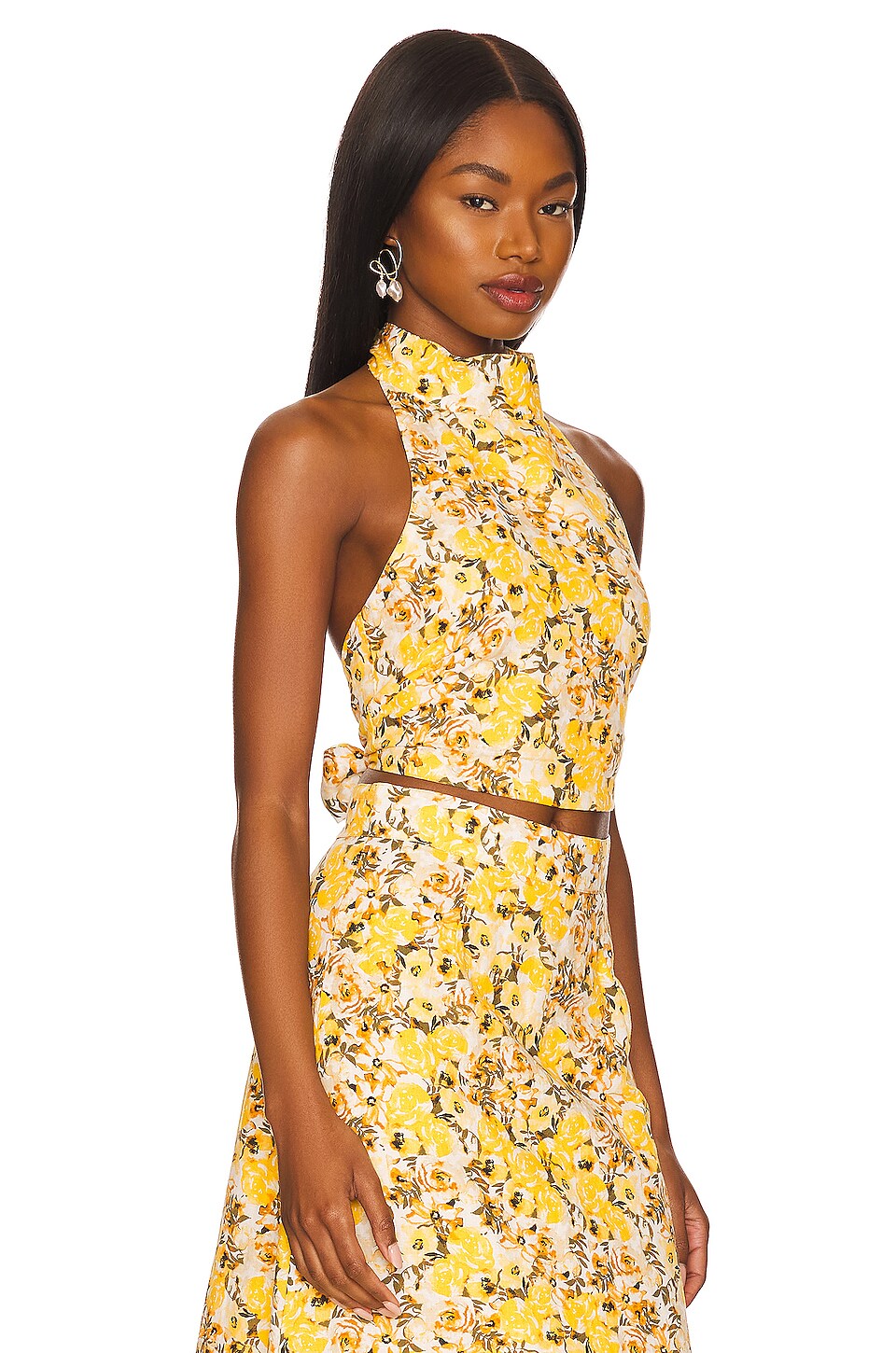 Something Navy Floral Halter Top thumbnail