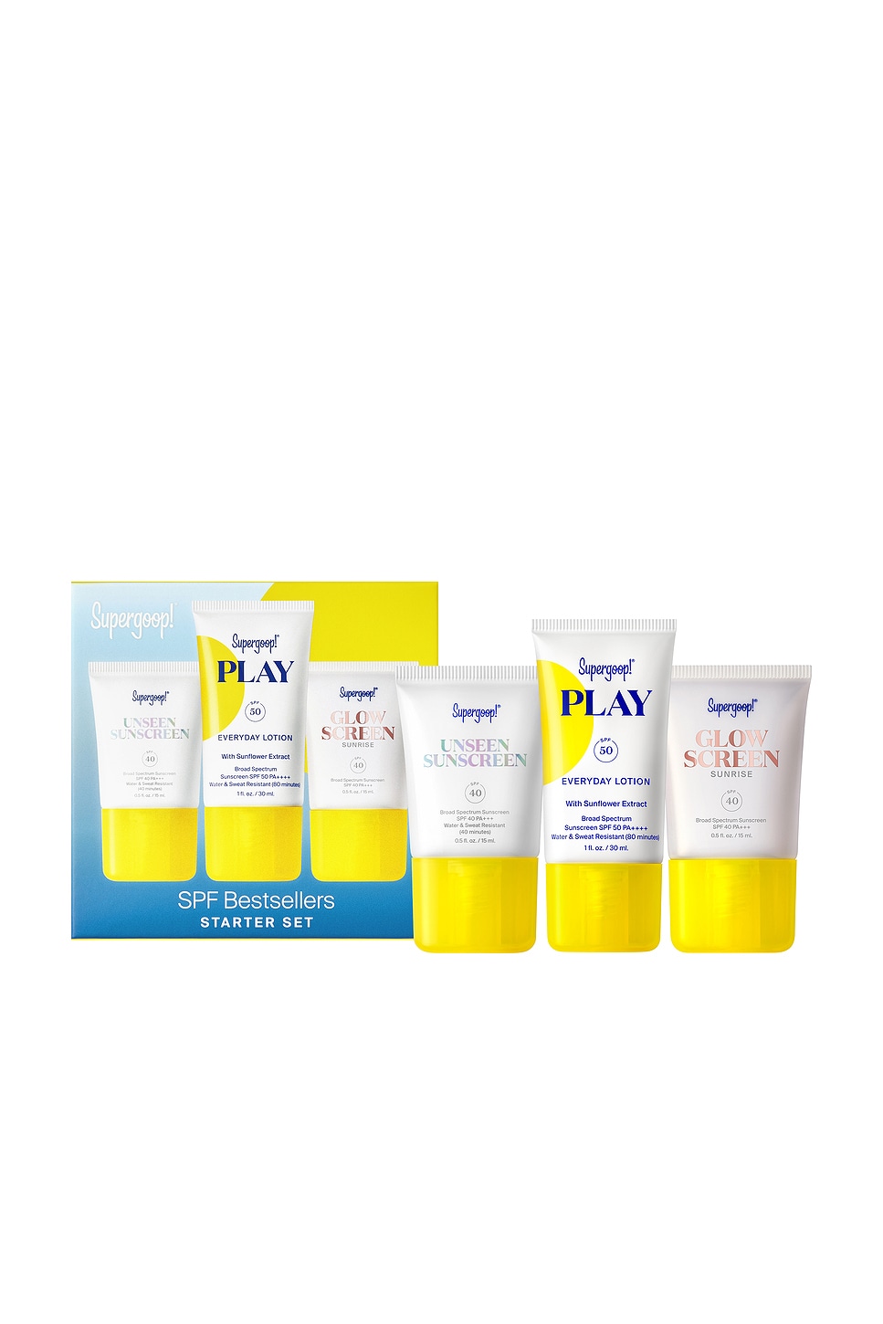 Supergoop! KIT DE DÉMARRAGE DES BEST SELLER SPF SPF BESTSELLERS STARTER KIT