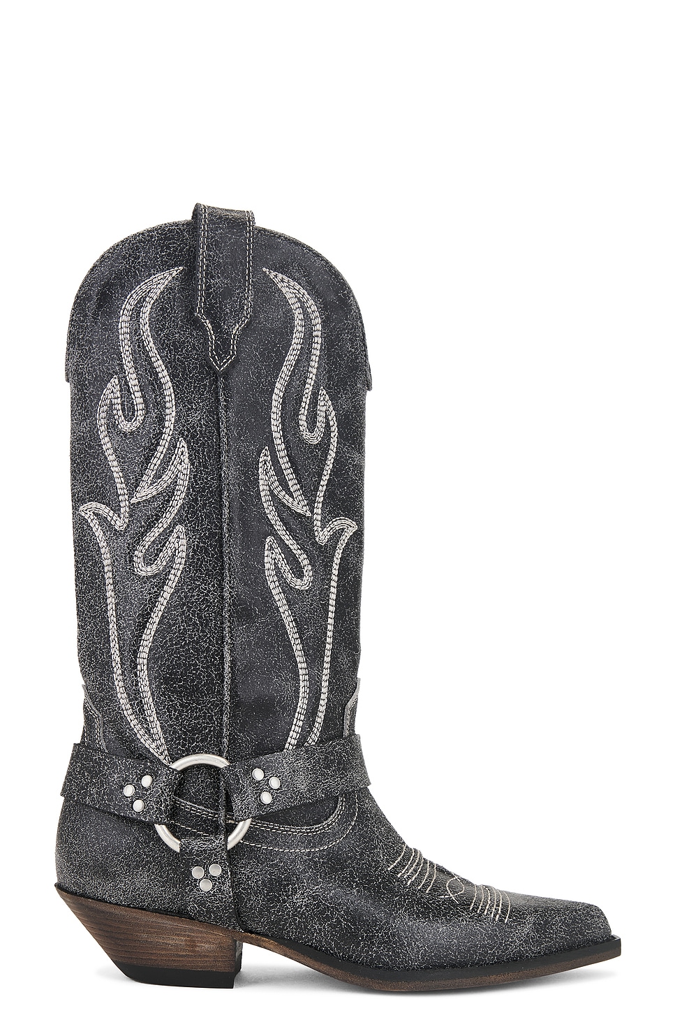 Sonora Santa Fe Belt Boot in Black Crazed Leather | REVOLVE