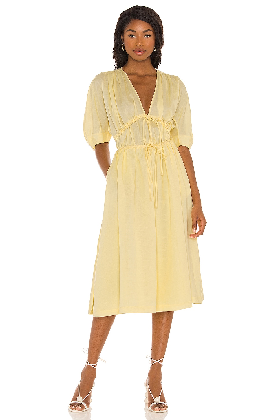 Loucetta Midi Dress in Yellow. Revolve Women Clothing Dresses Midi Dresses 