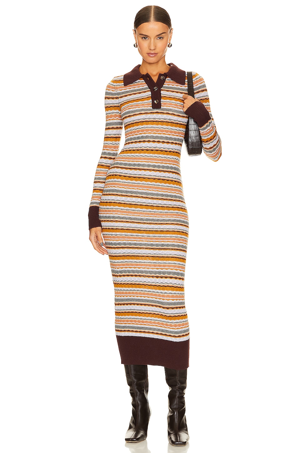 Image 1 of Idella Polo Dress in Lilac & Rust Multi