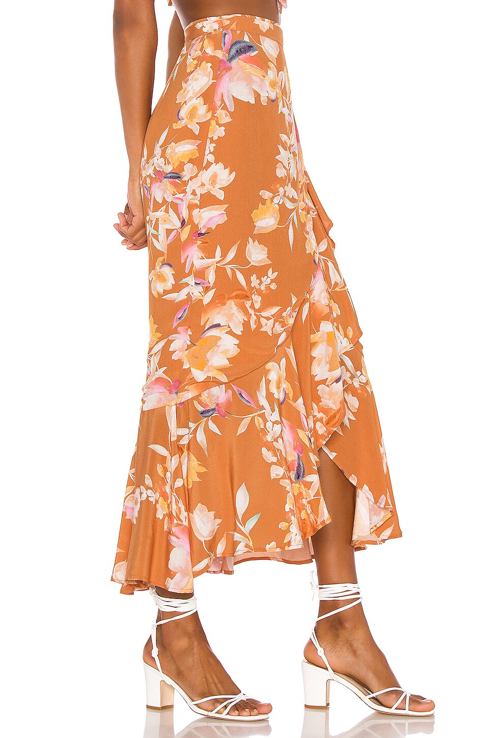 Song of Style Kaia Midi Skirt in Rust Floral
