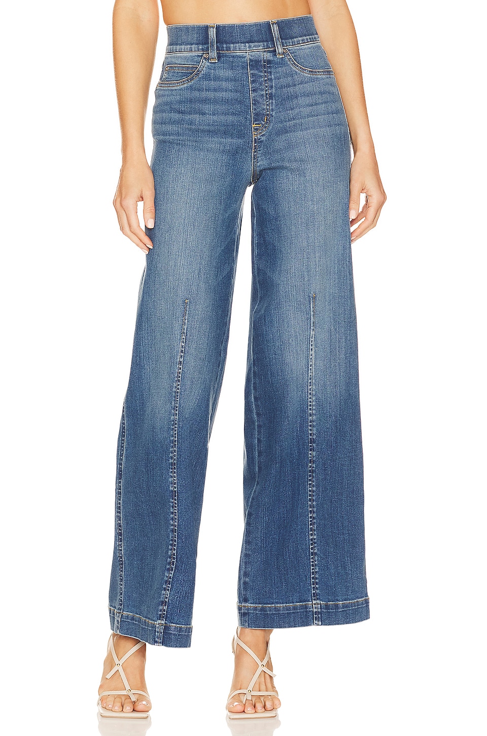 Spanx Seamed Front Wide Leg Jeans in White