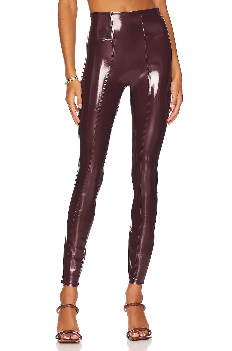 SPANX Faux Patent Leather Leggings in Ruby