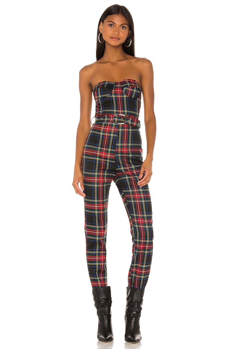 red plaid jumpsuit