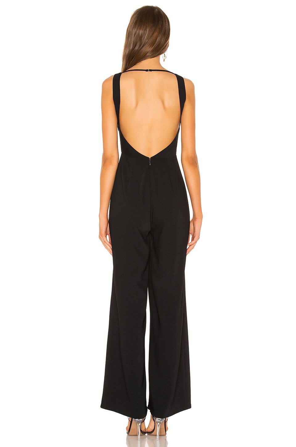 superdown Carmela Deep V Wide Leg Backless Jumpsuit in Black | REVOLVE