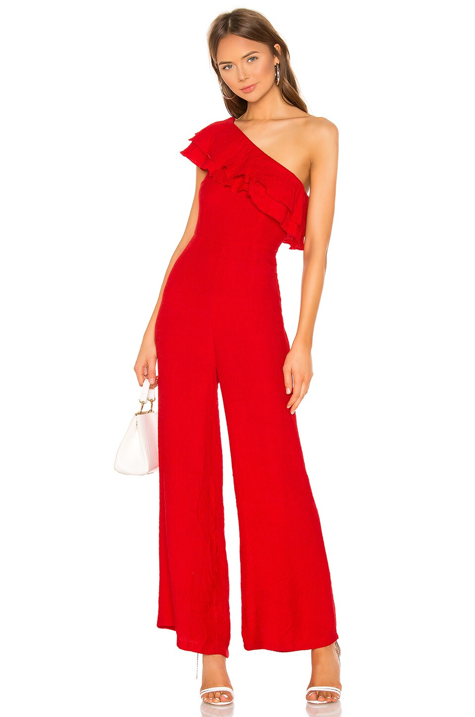 superdown Kia Ruffle Jumpsuit in Red | REVOLVE