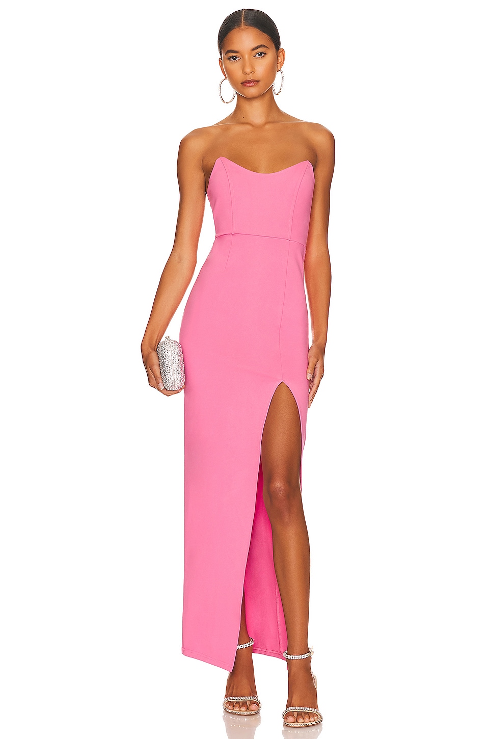 superdown Ryleigh Strapless Maxi Dress in Pink