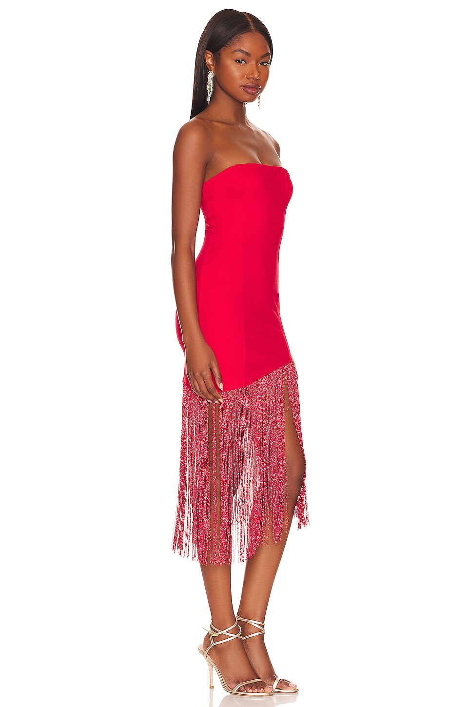 superdown Cleo Strapless Dress in Red