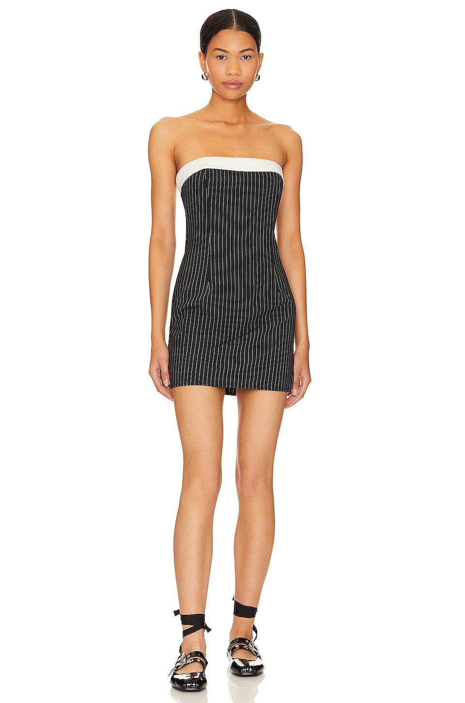 knee length dresses for ladies Archetype Strapless Mini Dress Blue Stripe main image 1