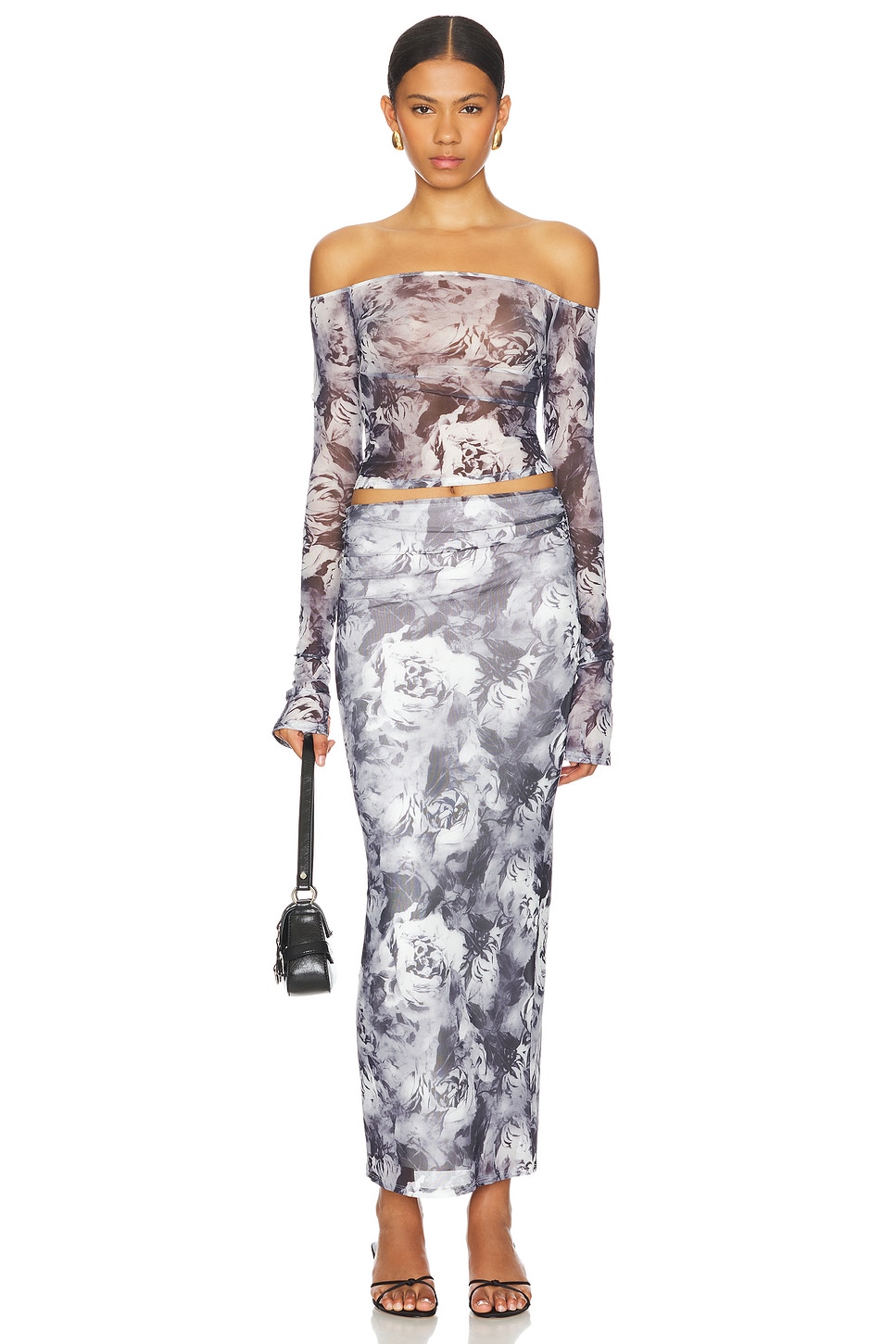 view 1 of 3 Kora Skirt Set in Black & White Floral