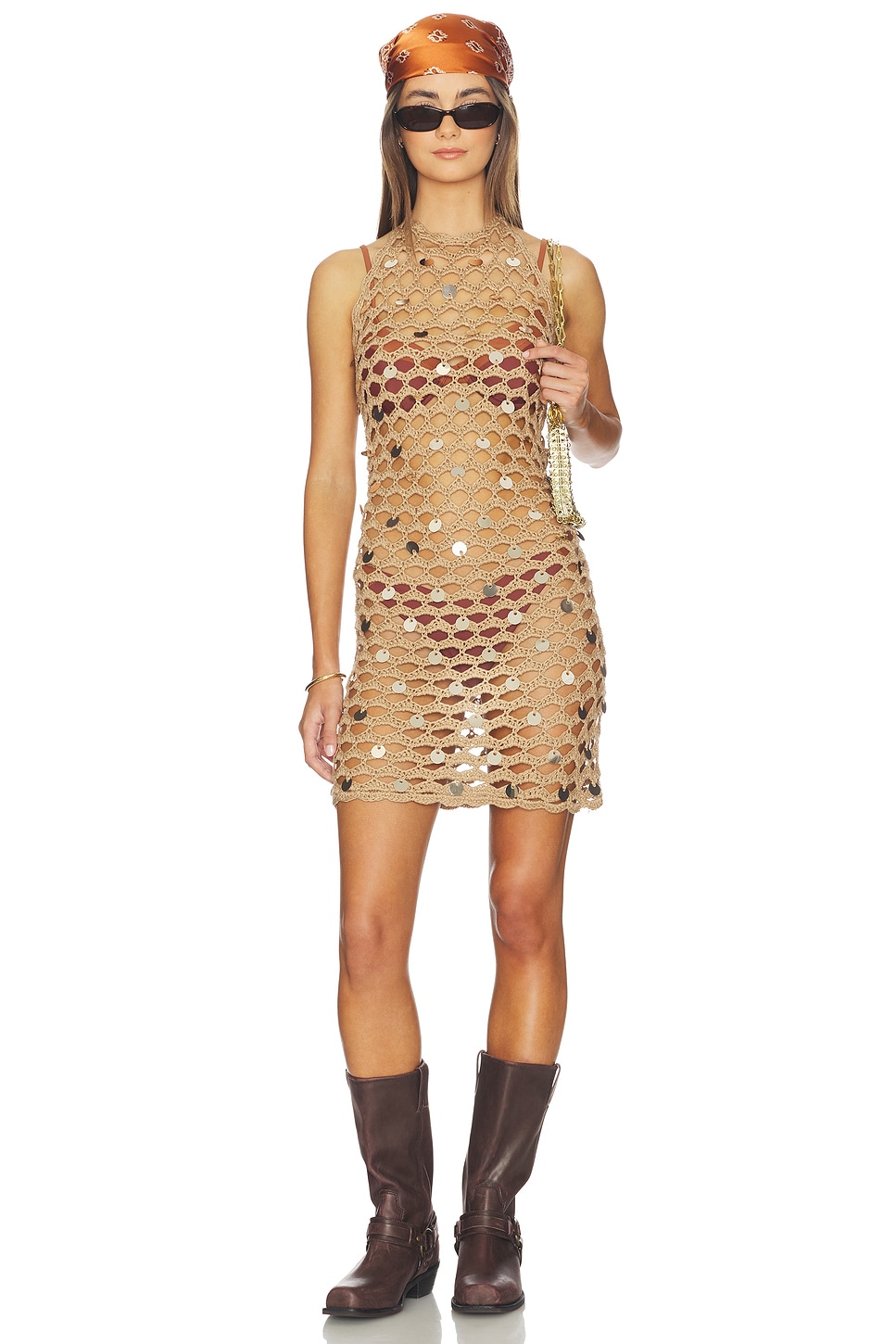 Kippa Halter Mini Dress in Nude View 1 of 4