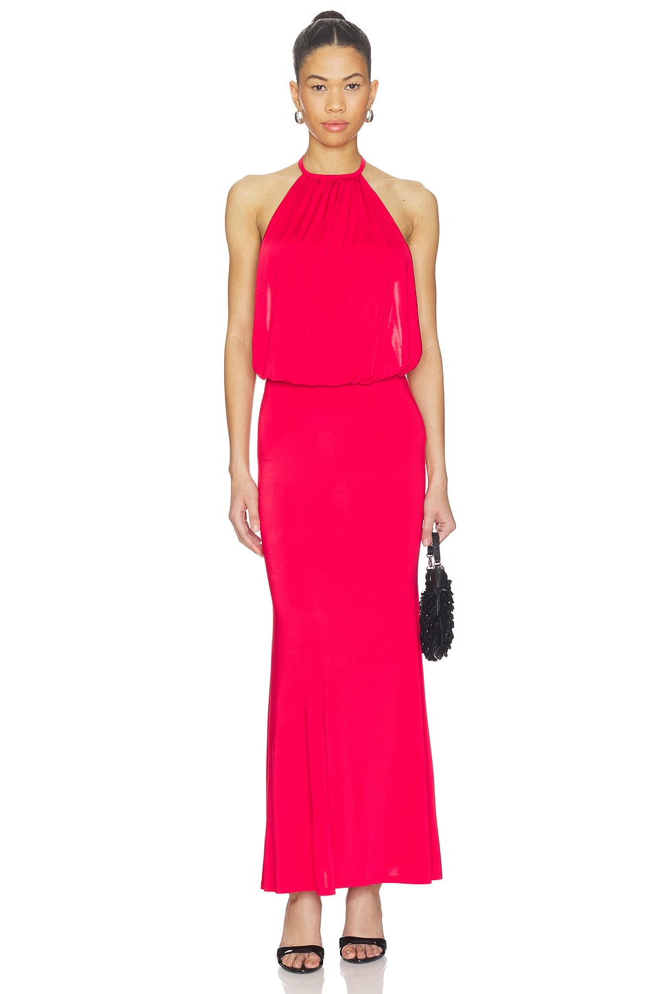 karen millen halter neck dress Rent Karen Millen Slinky Knit Contrast Piping Halter Neck Maxi Dress