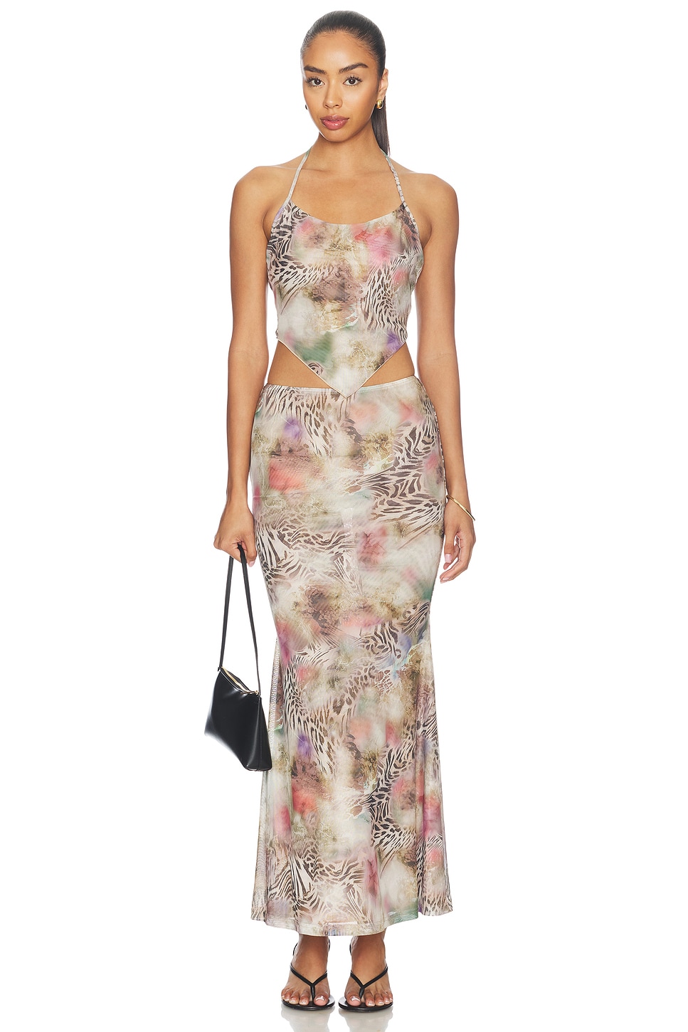 Tia Maxi Skirt Set in Animal Multi View 1 of 3