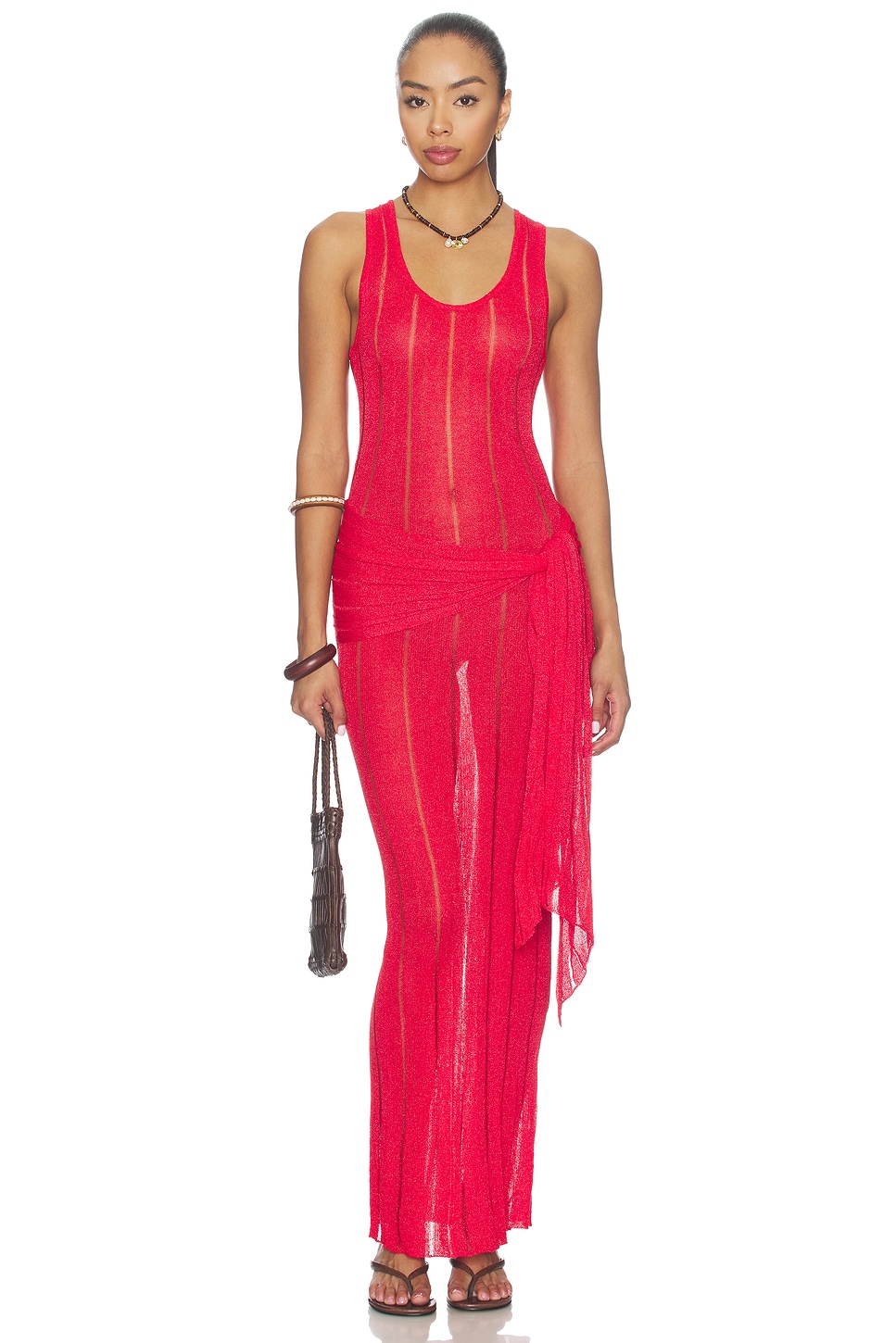 Macie Drape Maxi Dress in Cherry Red View 1 of 3