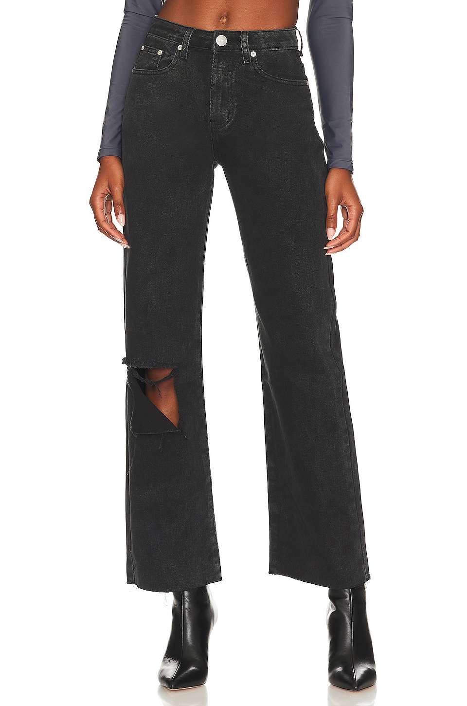 view 1 of 4 Davina Distressed Denim Jean in Black