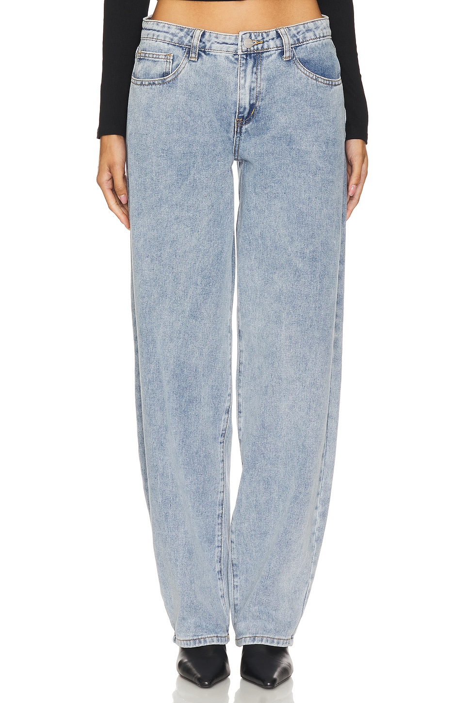 view 1 of 6 Roxanna Horseshoe Jean in Light Blue Wash