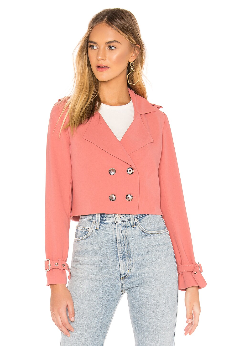 superdown Ariel Crop Trench Coat in Dusty Rose