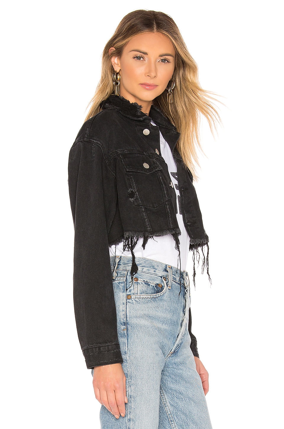 superdown Drew Cropped Denim Jacket in Vintage Black | REVOLVE