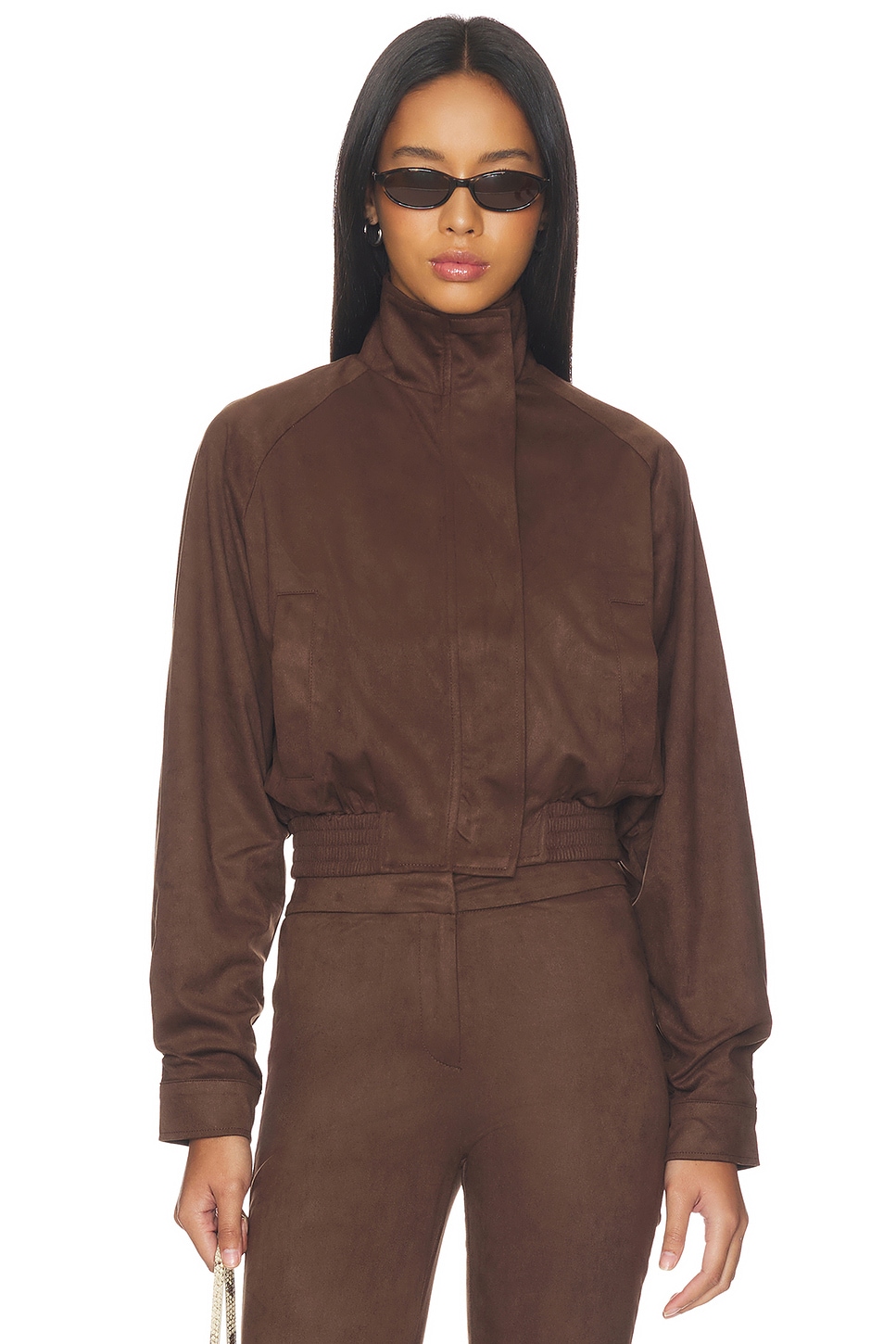 Ayla Faux Suede Jacket in Brown View 1 of 5