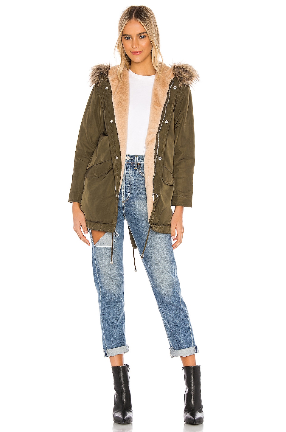 superdown Posh Faux Fur Parka in Army Green | REVOLVE