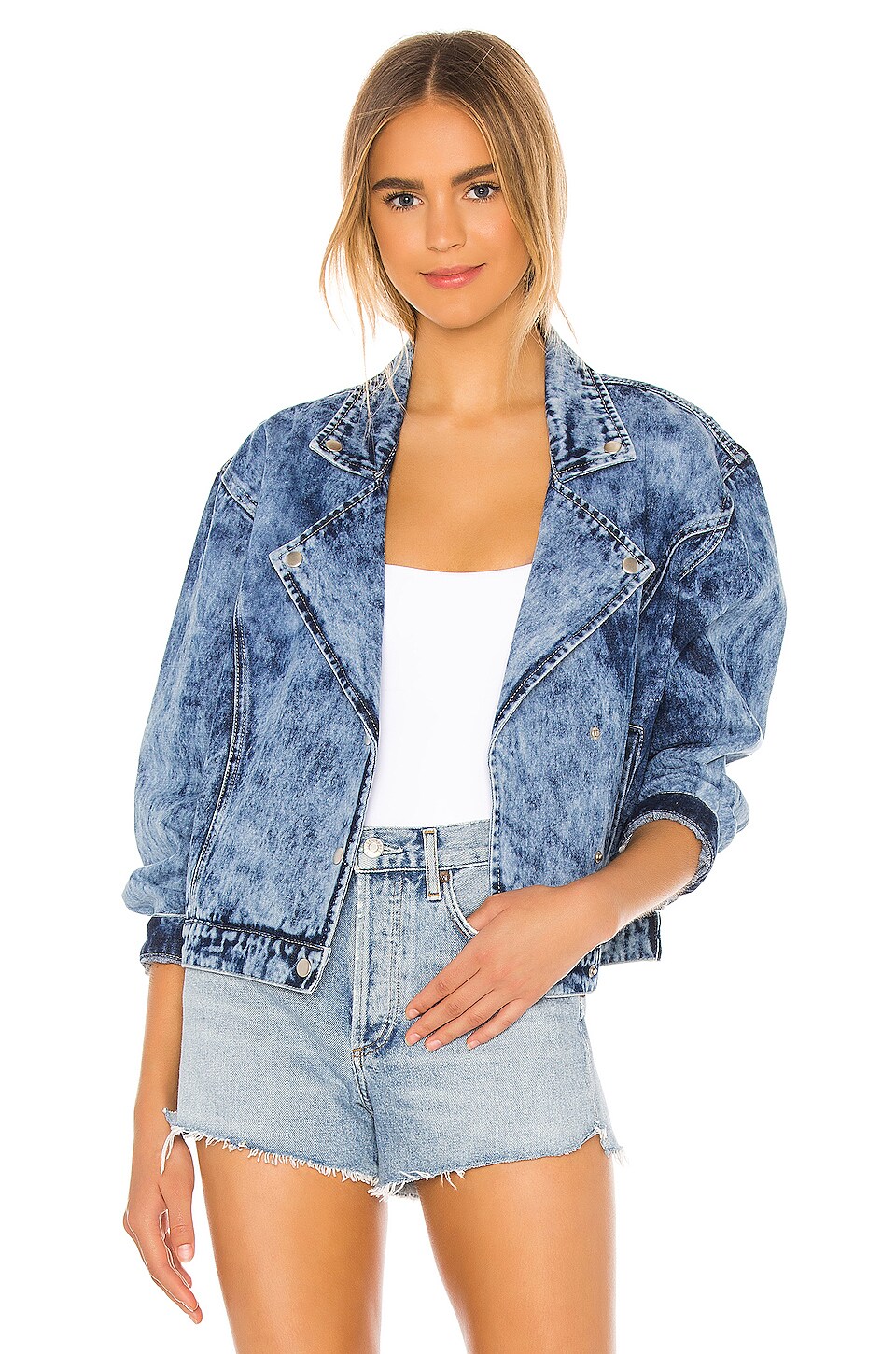 superdown Rumi Denim Moto Jacket in Light Denim Wash REVOLVE