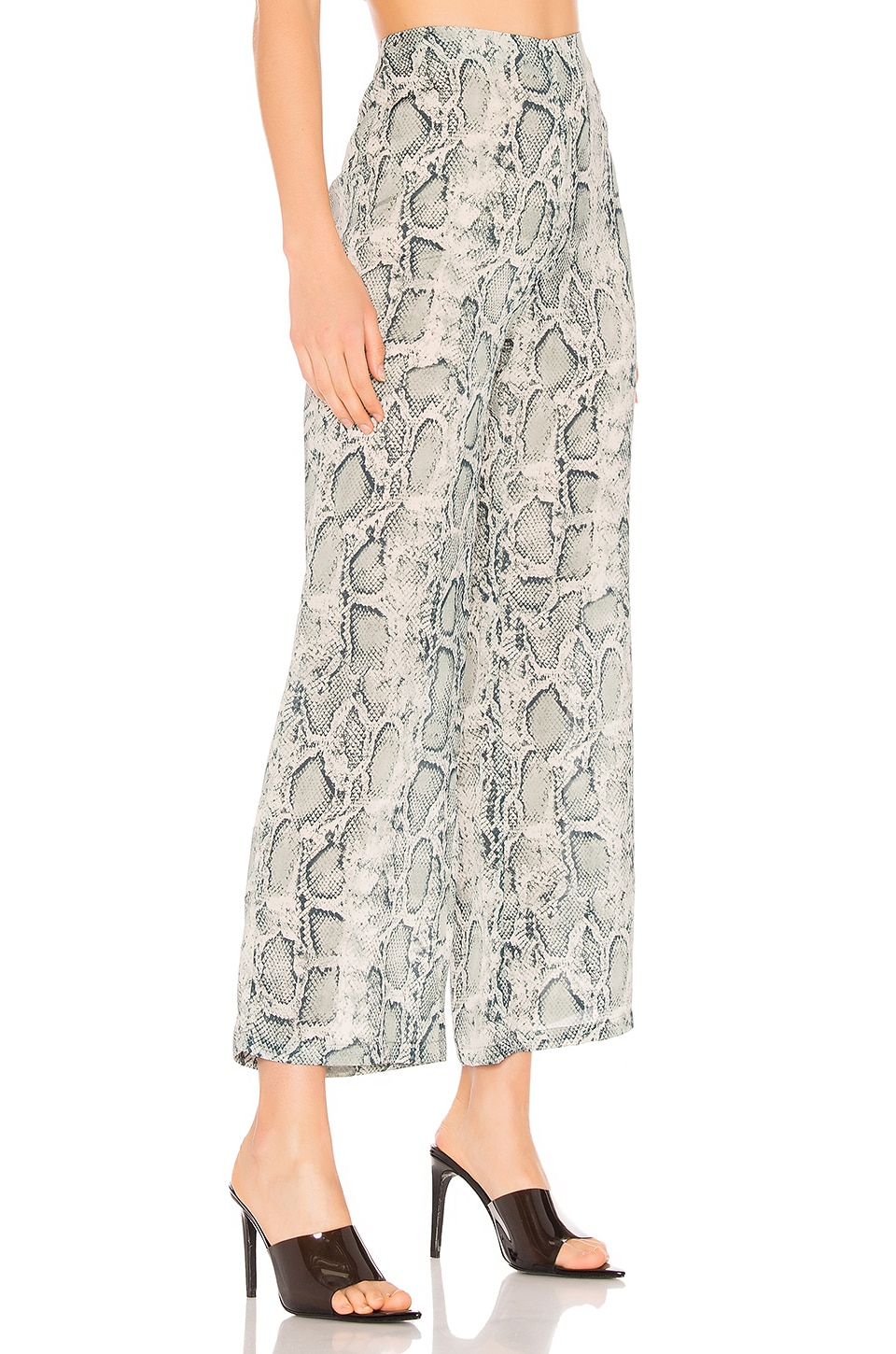 superdown Abril Wide Leg Pant in Teal Snake