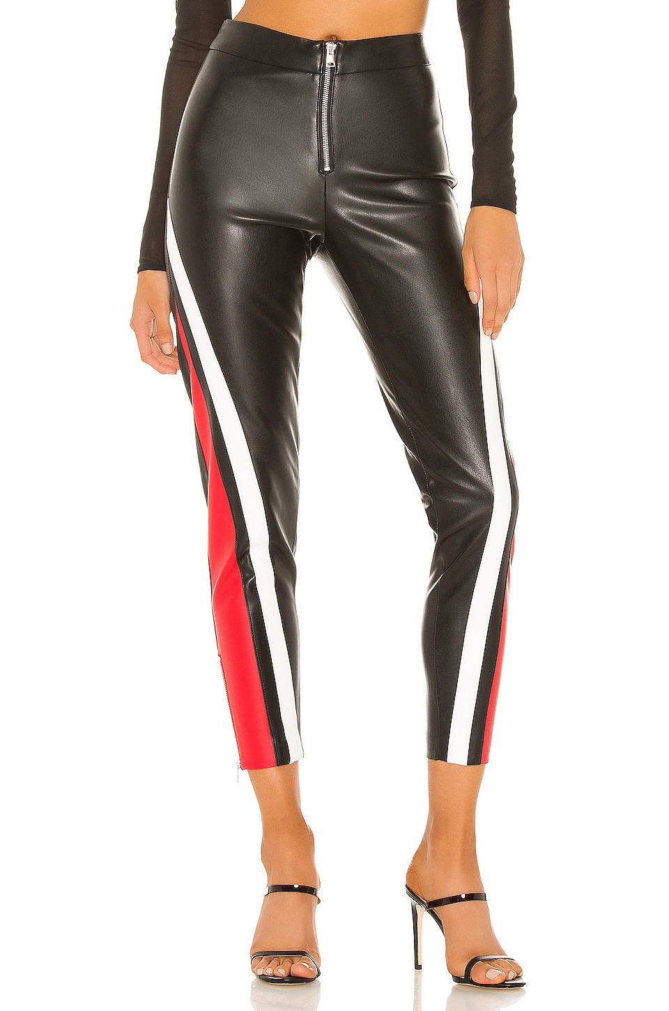 superdown Janica Faux Leather Pant in Black & Red