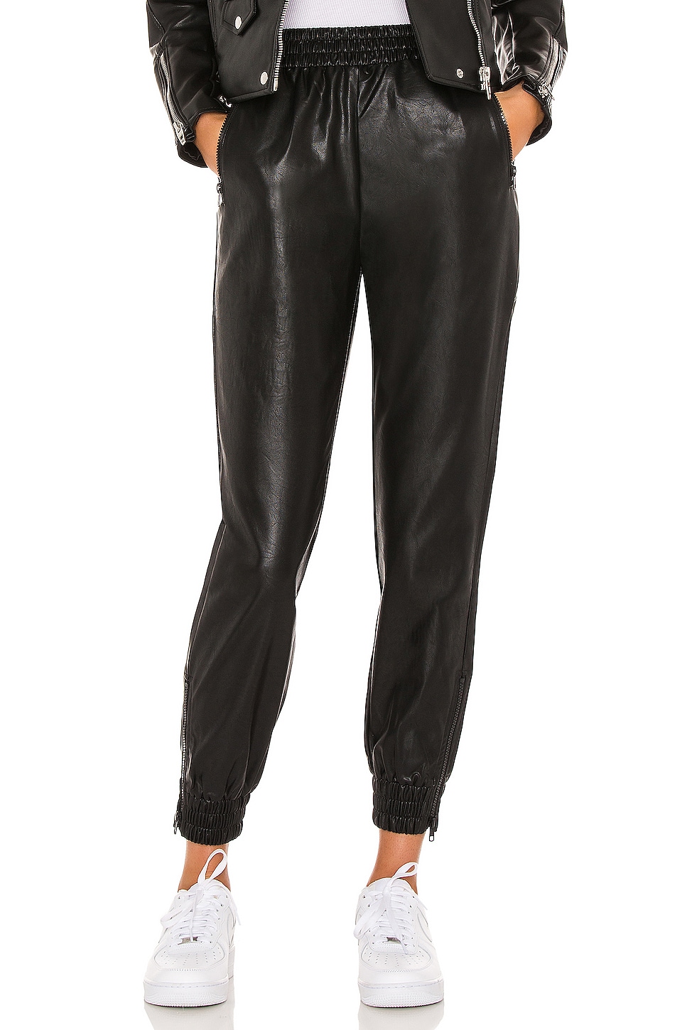superdown Rinah Faux Leather Jogger Pant in Black