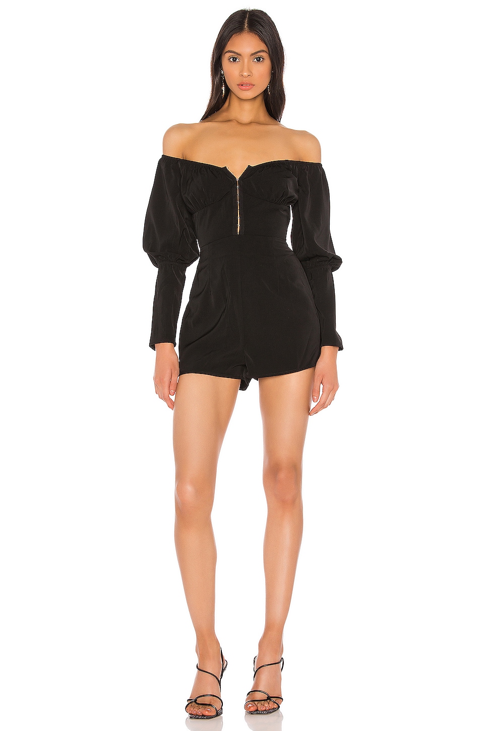 view 1 of 3 Rylie Off Shoulder Romper in Black