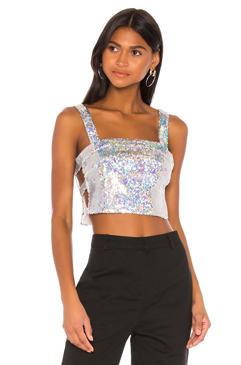 superdown Karla Cut Out Top in Iridescent Silver | REVOLVE
