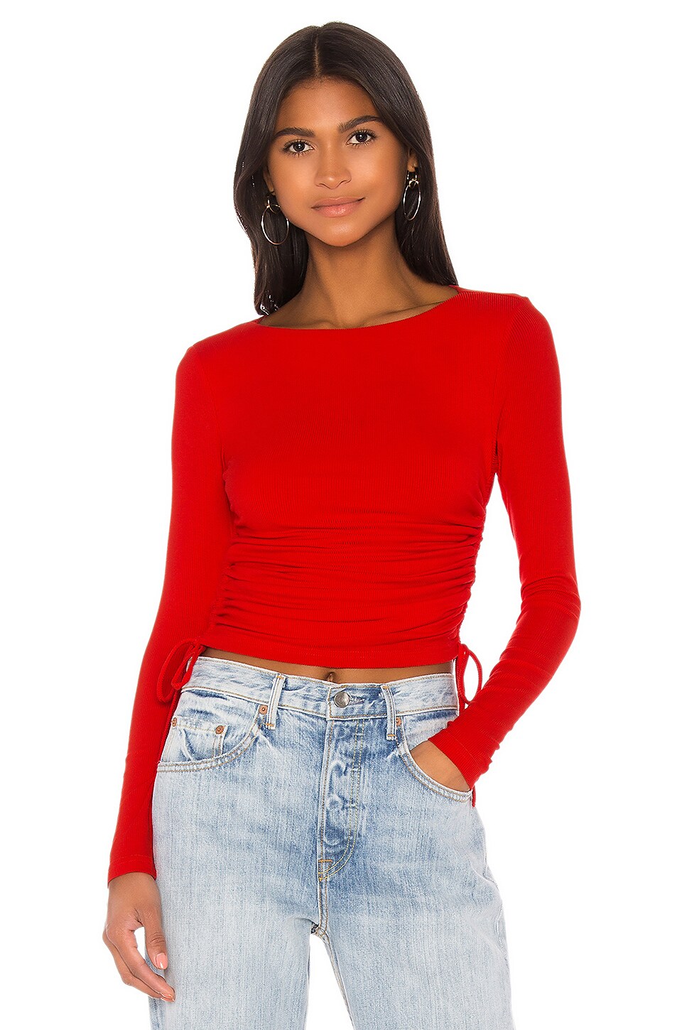 red ruched top