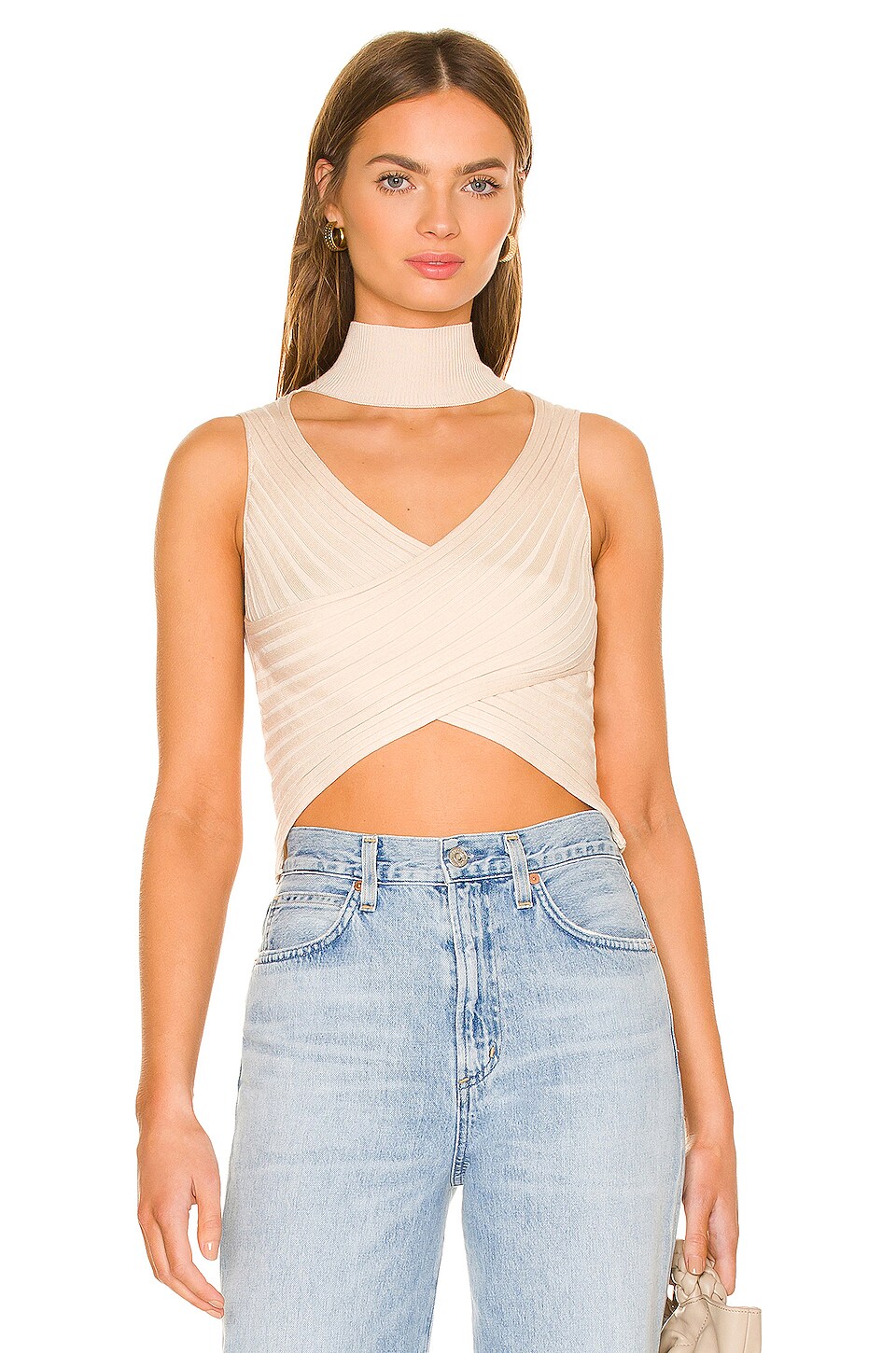 Revolve Women Clothing Tops Wrap tops Alora Wrap Top in Nude. 