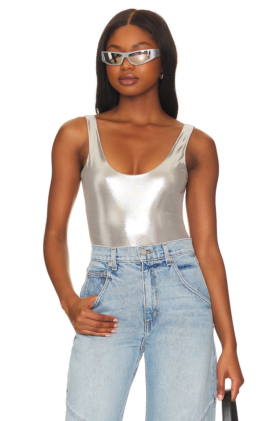 Metallic cheap silver bodysuit