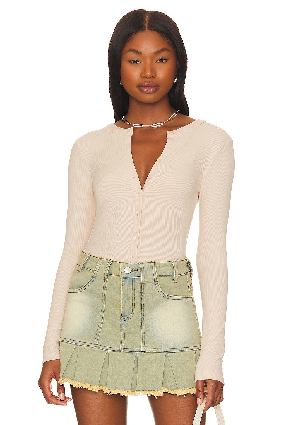 view 1 of 4 Sasha Button Top in Nude