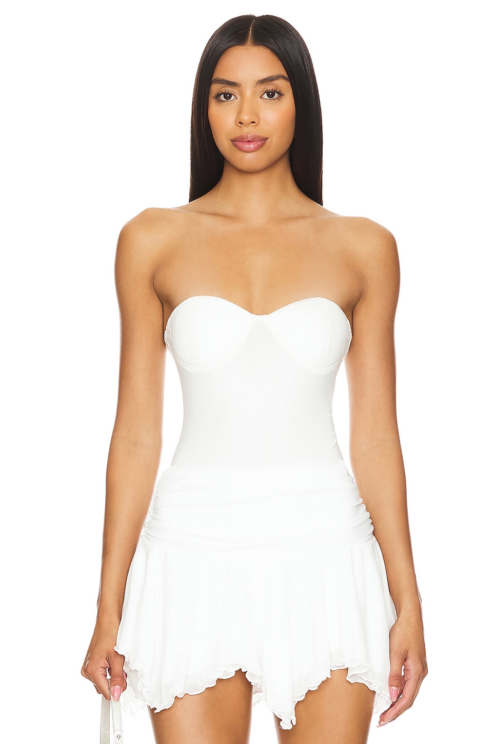 Superdown Stef Bustier Bodysuit In White Revolve