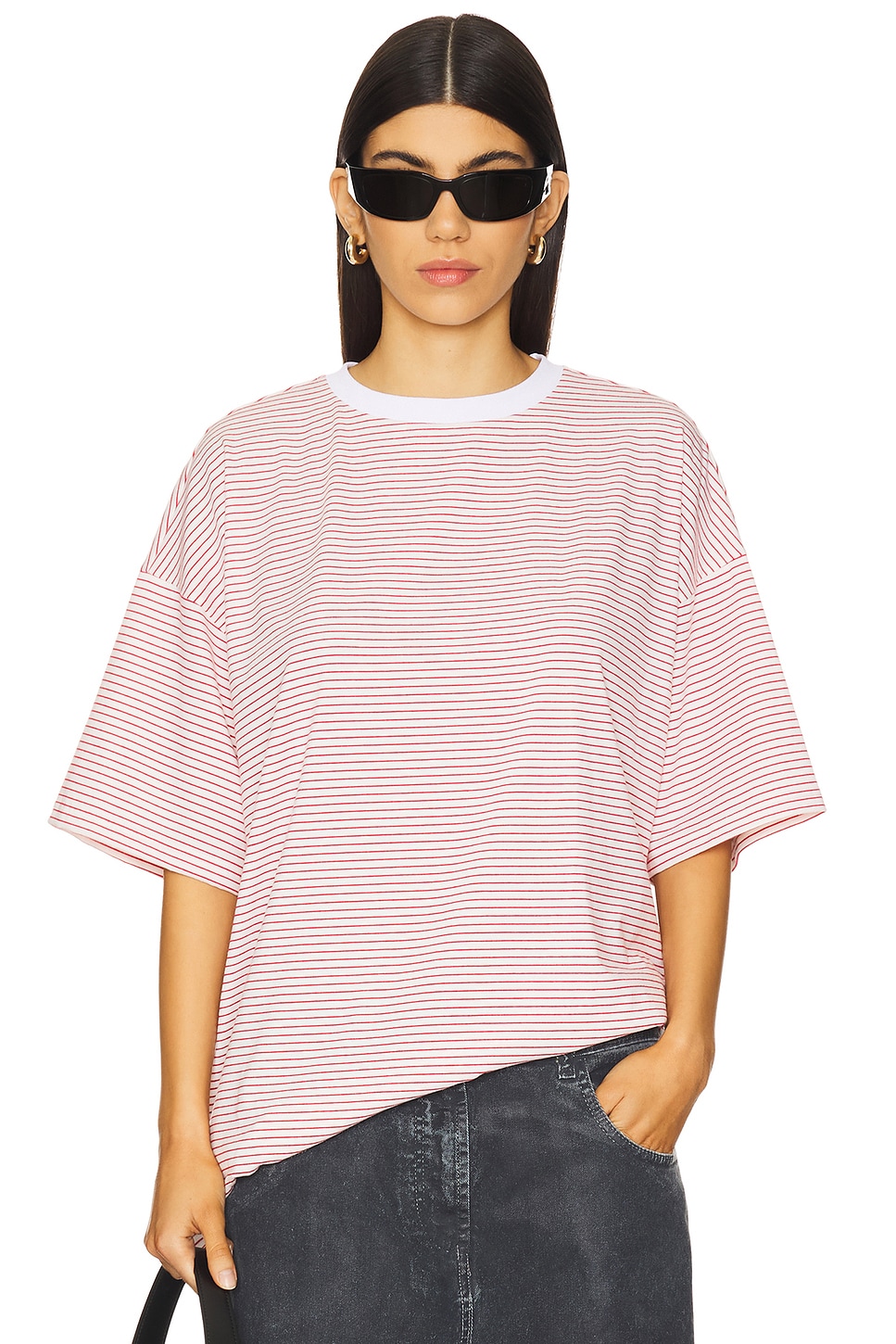 view 1 of 5 Dylin Oversized Tee in Red Stripe