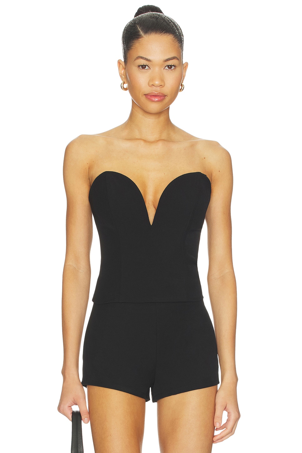 Eva Sweetheart Top in Black Suiting View 1 of 4