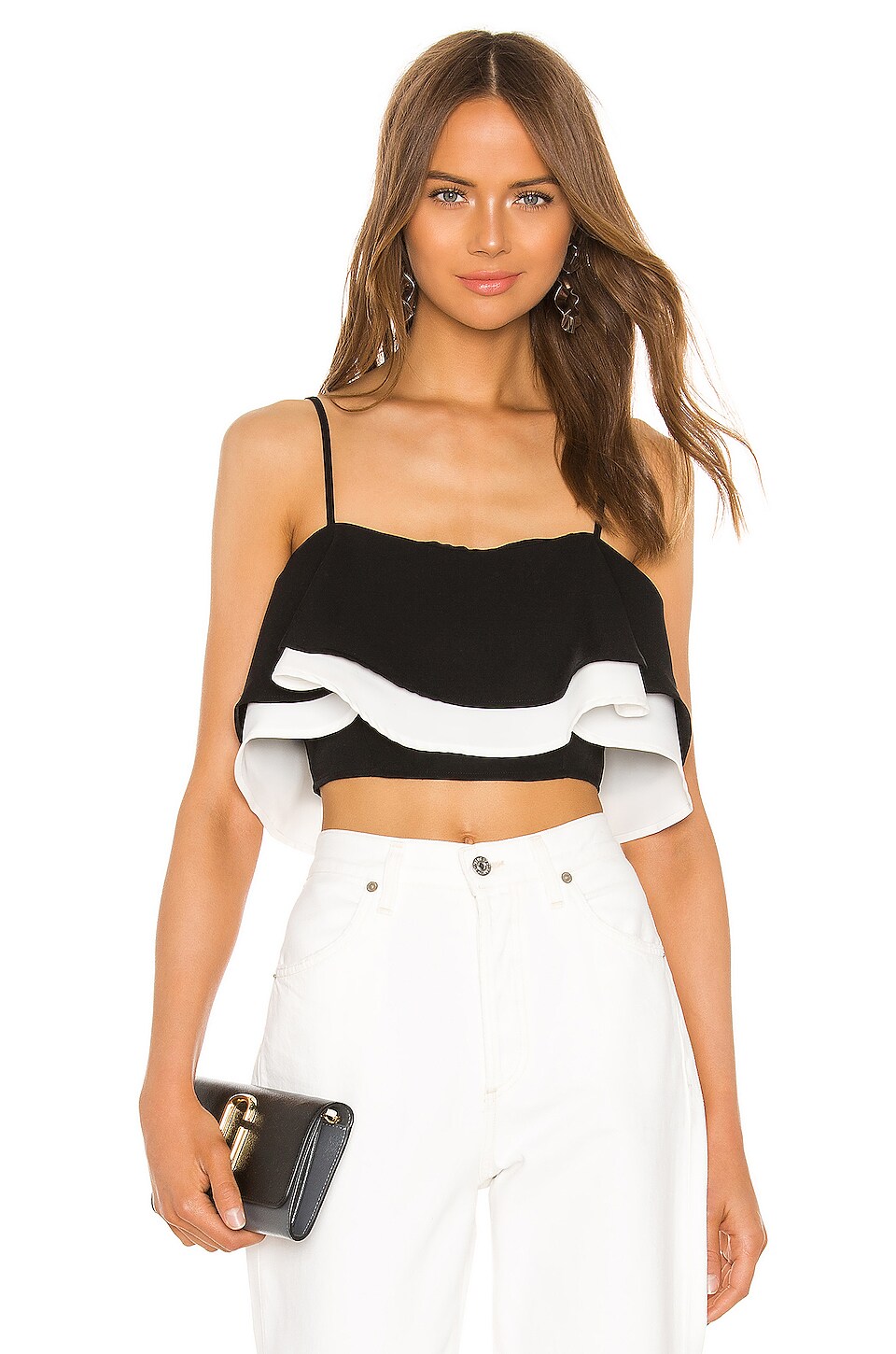 superdown Teagan Ruffle Top in Black & White | REVOLVE