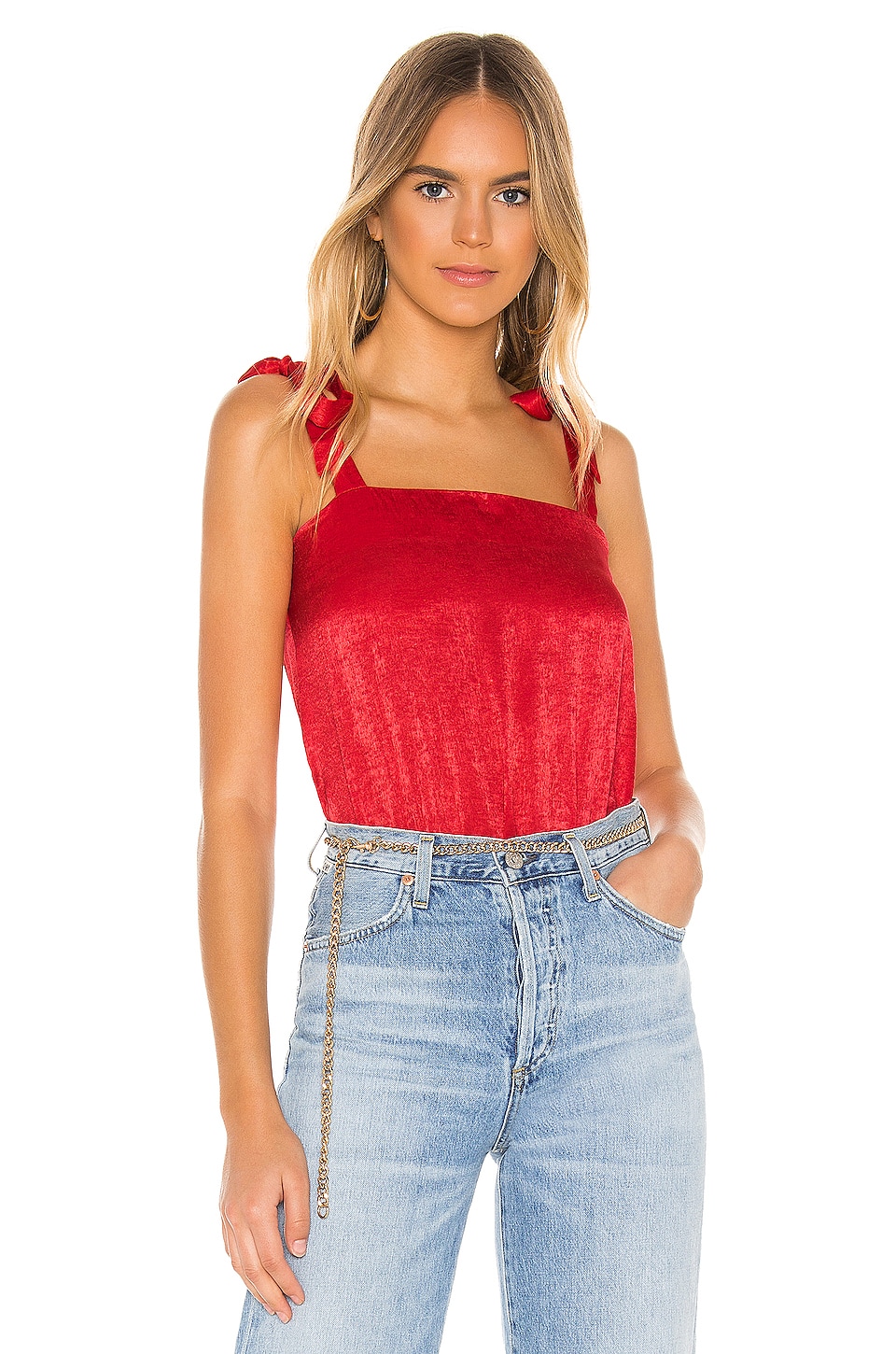 view 1 of 5 Andrea Tie Strap Bodysuit in Red