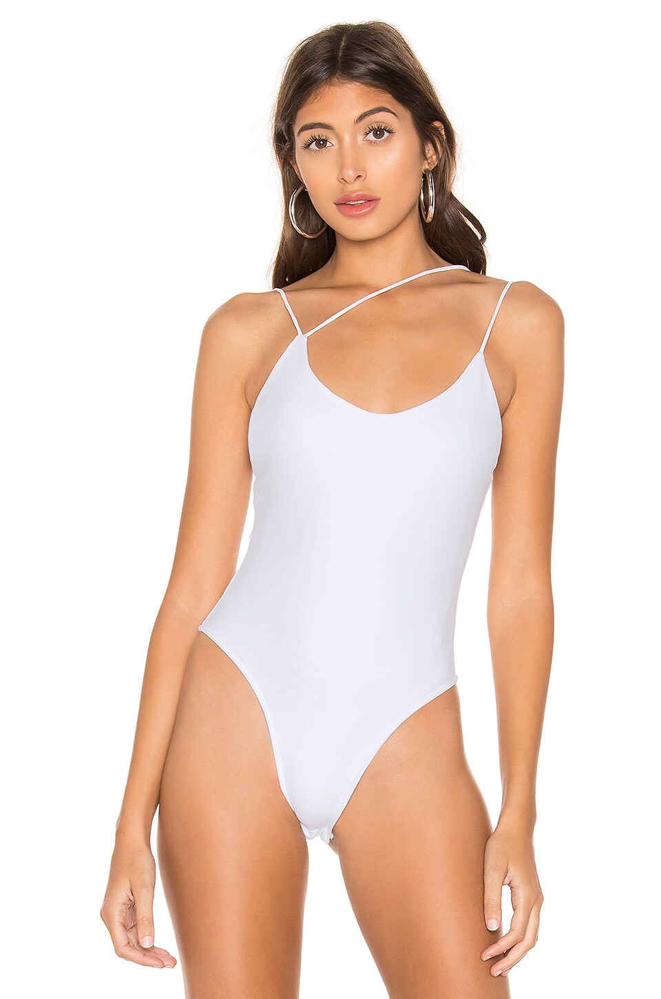superdown Janelle Asymmetrical Strappy Bodysuit in White