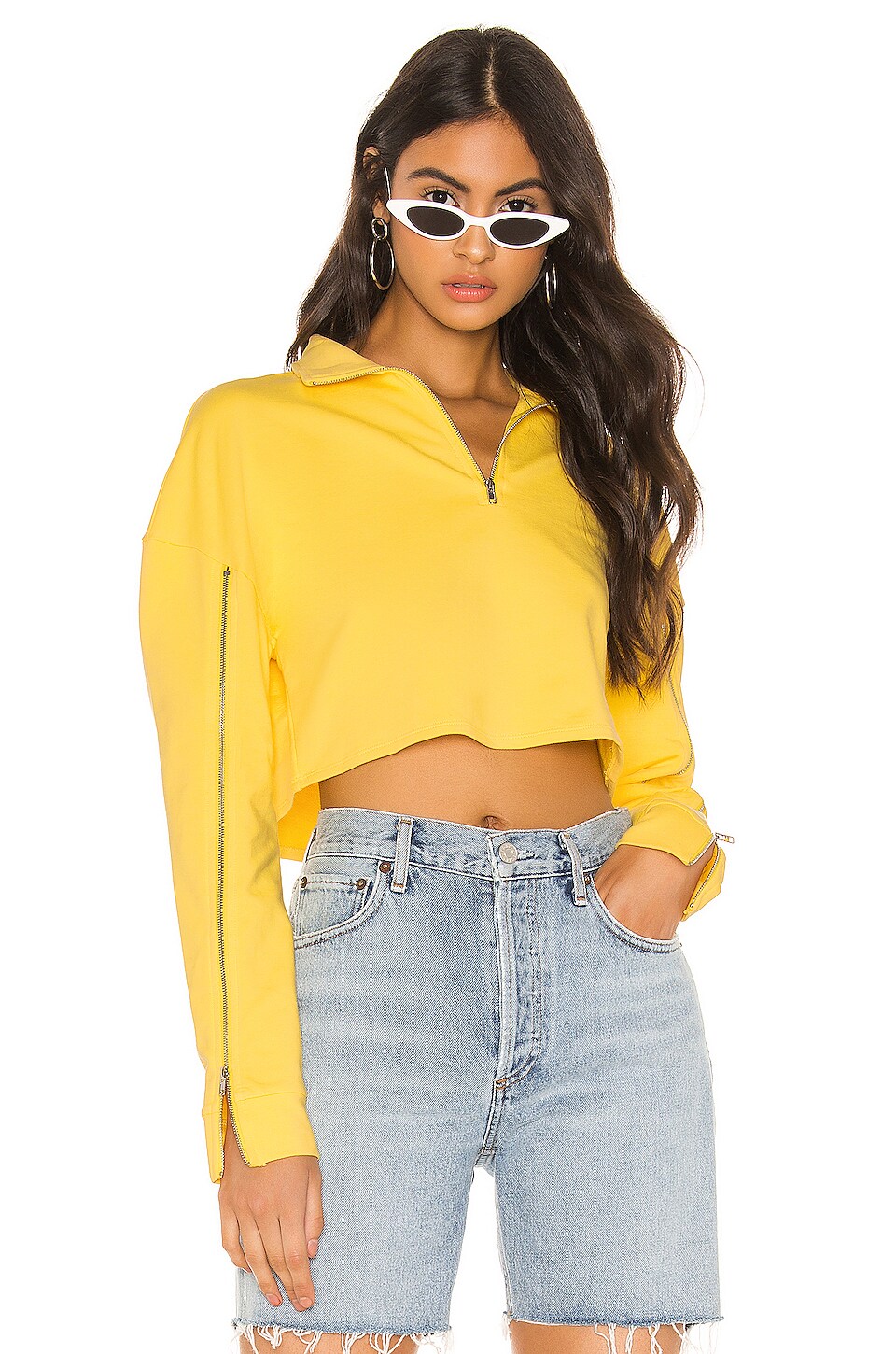 superdown Randy Zip Crop Top in Yellow REVOLVE