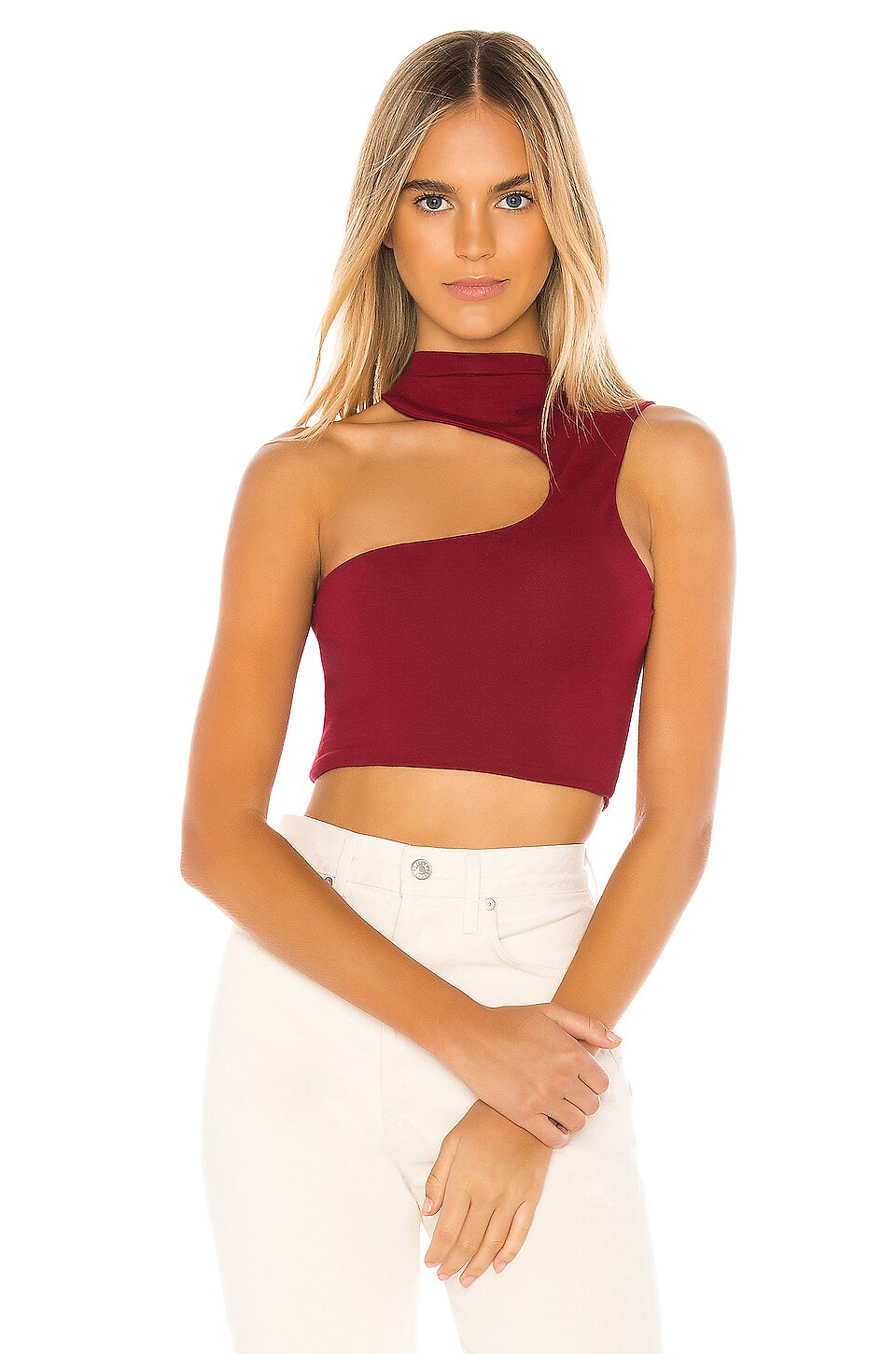 red cut out crop top