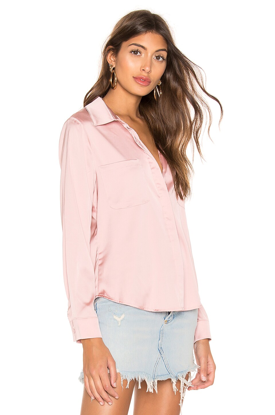 superdown Carolina Button Up Top in Pink